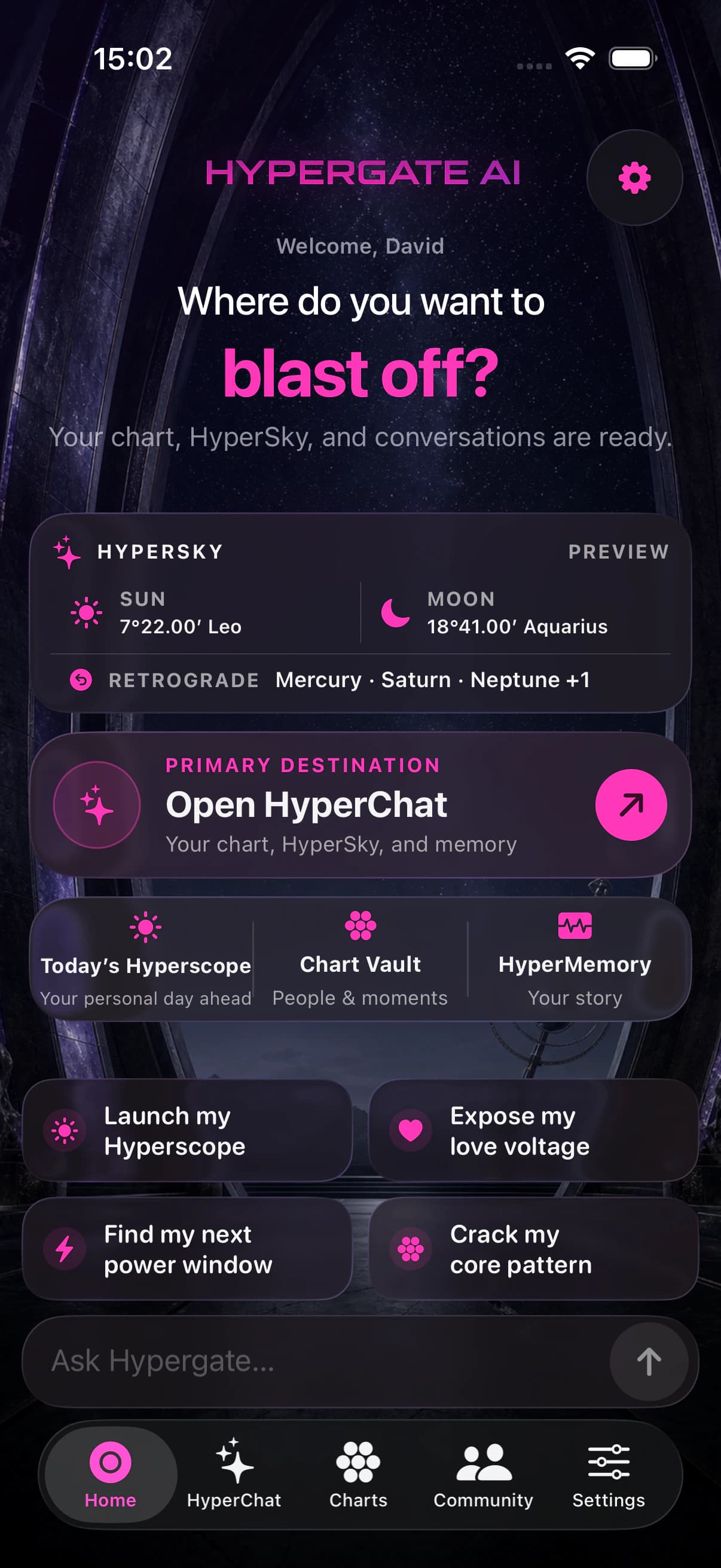 The new Hypergate portal home on iPhone